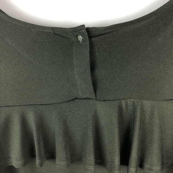 Olive Green Ruffle front blouse size: 1X - Picture 5 of 9